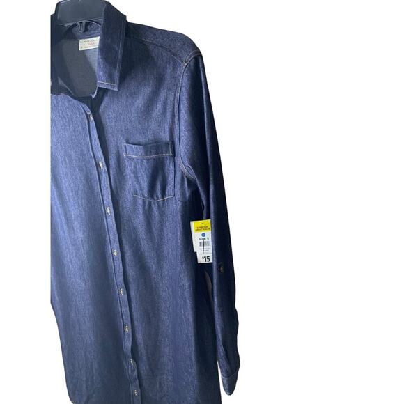 Bobbie Brooks Button Tunic Denim Shirts Womens S Long Sleeve Chest Pocket Casual - Picture 5 of 7